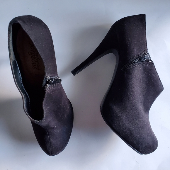 New Look Faux Suede Hidden Platform Bootie, Black, 9 - Picture 2 of 5